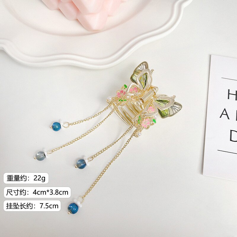 2022 New Butterfly Pearl Tassel Hairpin Korean Simple Side Clip Liu Haibian Clip Shark Hairpin Hair Accessories Women